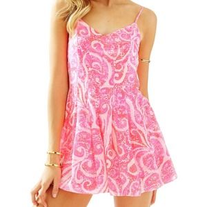 Lilly Pulitzer Women's Kyla Hot Pink Slip-Dress Romper Size 0